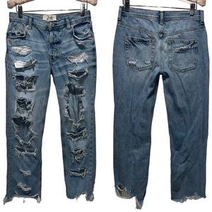 Free People We The Free Destroyed Ripped Boho Jeans